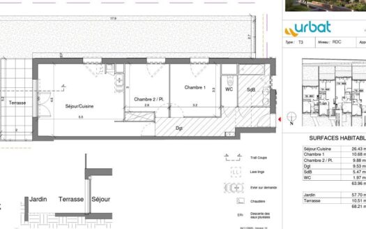 T3 Terrasse + Jardin – Côte Pavée