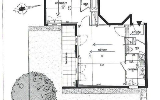 2 pièces 49 m2 sud, avec terrasse + jardin 50m2