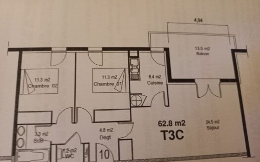 Appartement – 3 pièces – 63m² – Aussonne