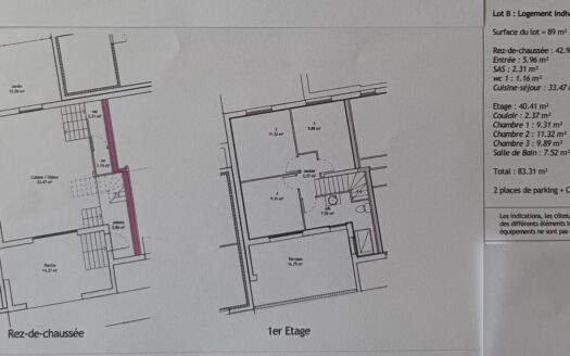 Maison en R+1 de 83m² jardinet et 2 terrasses Gignac proche de toutes commodités