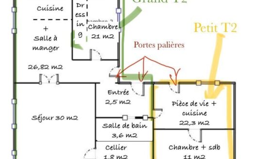 Magnifique T4 – Lot de deux T2 – Place Notre-Dame